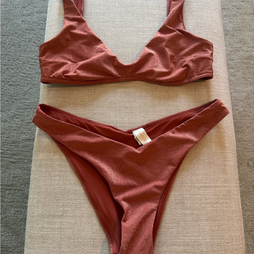 Zimmermann Rust Shimmer Bikini Set- size 3 top and 2 bottom